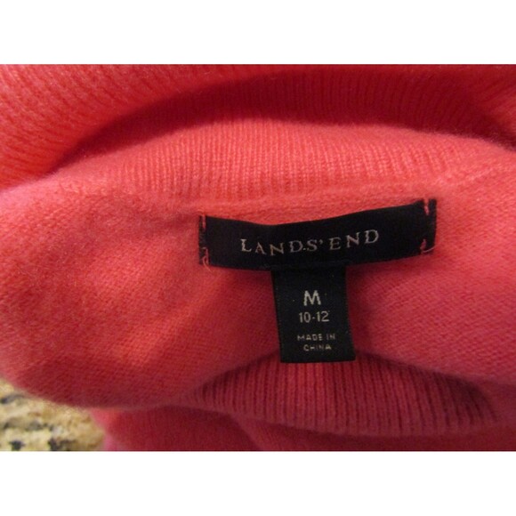Landsend Turtleneck Sweater 100% Cashmere Coral Retail $199 Size M - Picture 6 of 7
